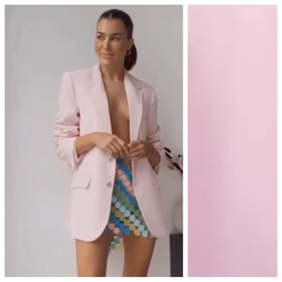 NWT. Zara Pink Oversized Menswear Style Blazer. Size S. - Picture 2 of 12